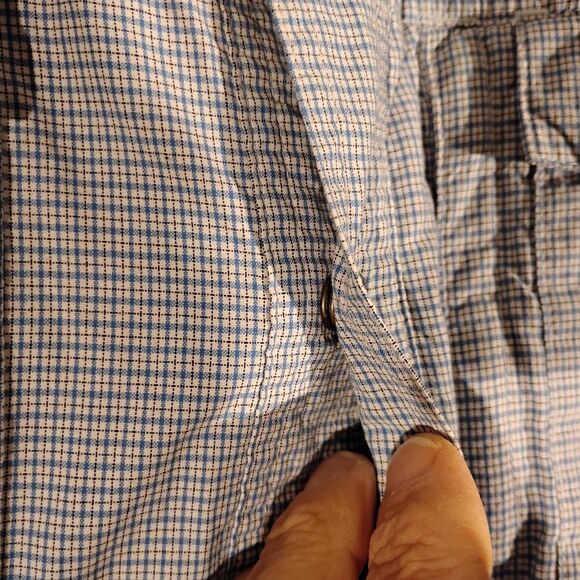 ExOfficio shirt mens L Large blue plaid insect shield snap vented fishing outdoo - Picture 4 of 10